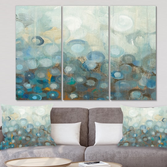 Designart - Blue and Bronze Dots on Glass II